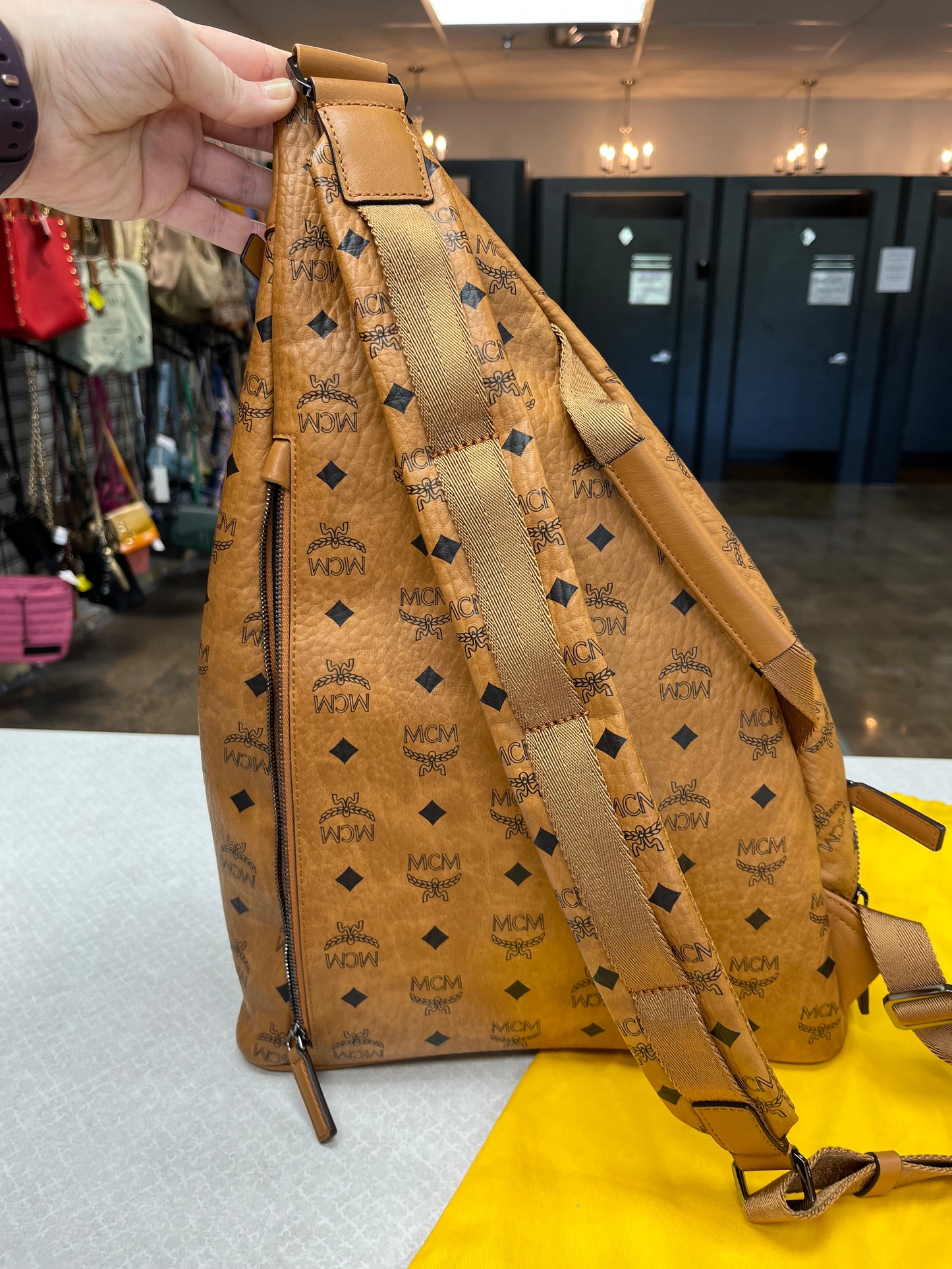 Backpack Luxury Designer By Mcm In Brown, Size:Medium