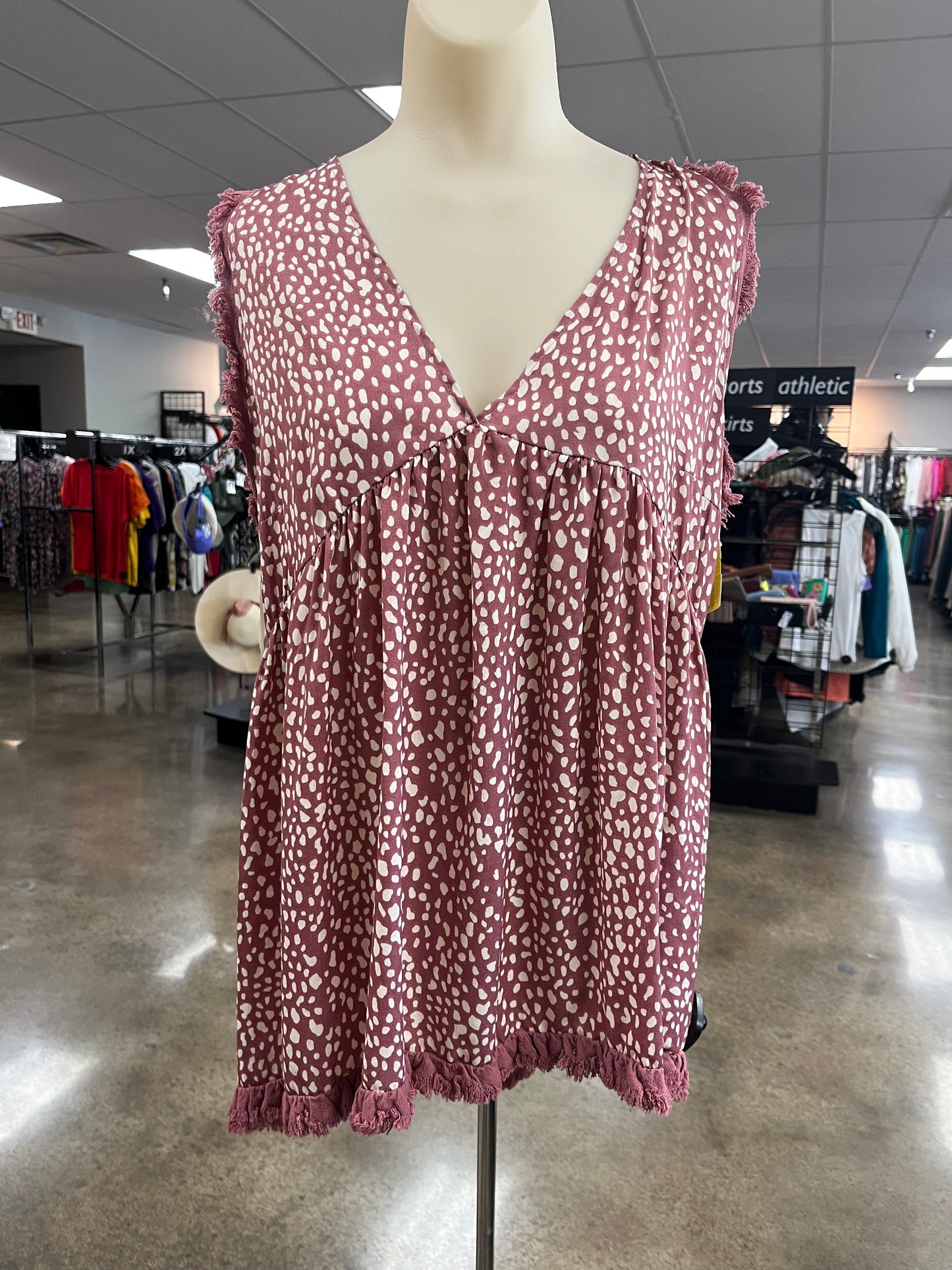 Top Sleeveless By Umgee In Pink & White, Size:L