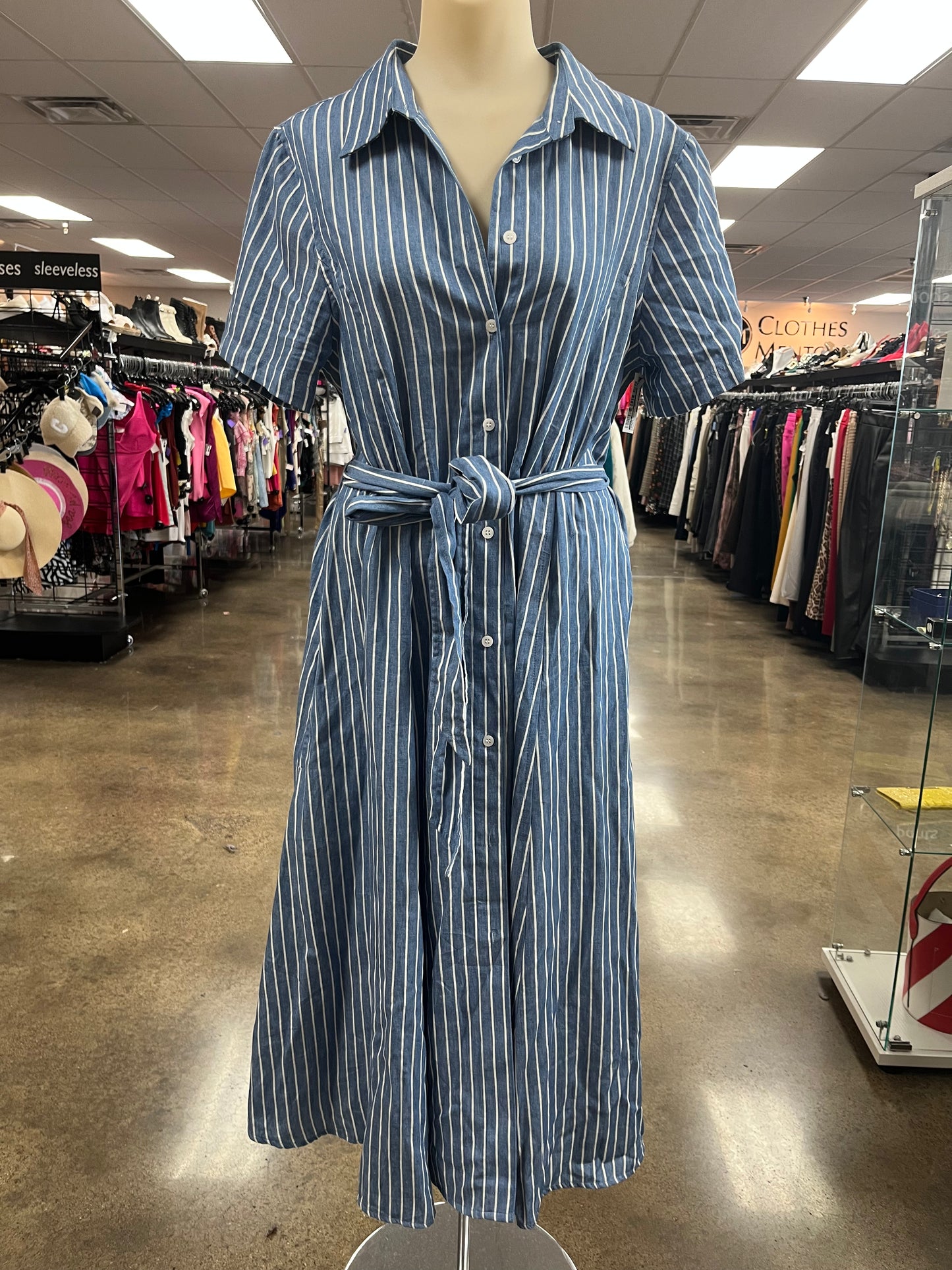 Dress Casual Maxi By White Birch In Blue & White, Size:L