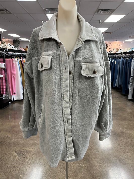 Jacket Shirt By Free People In Taupe, Size:M