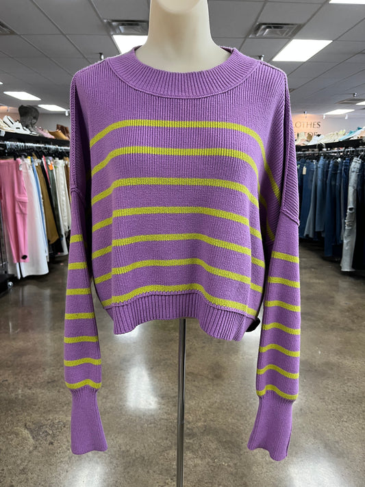 Sweater By Free People In Green & Purple, Size:L