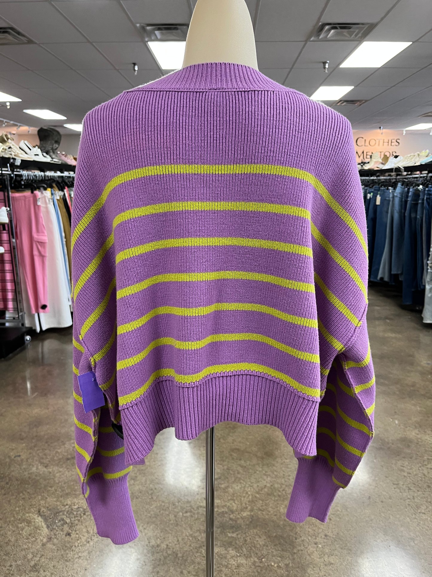 Sweater By Free People In Green & Purple, Size:L