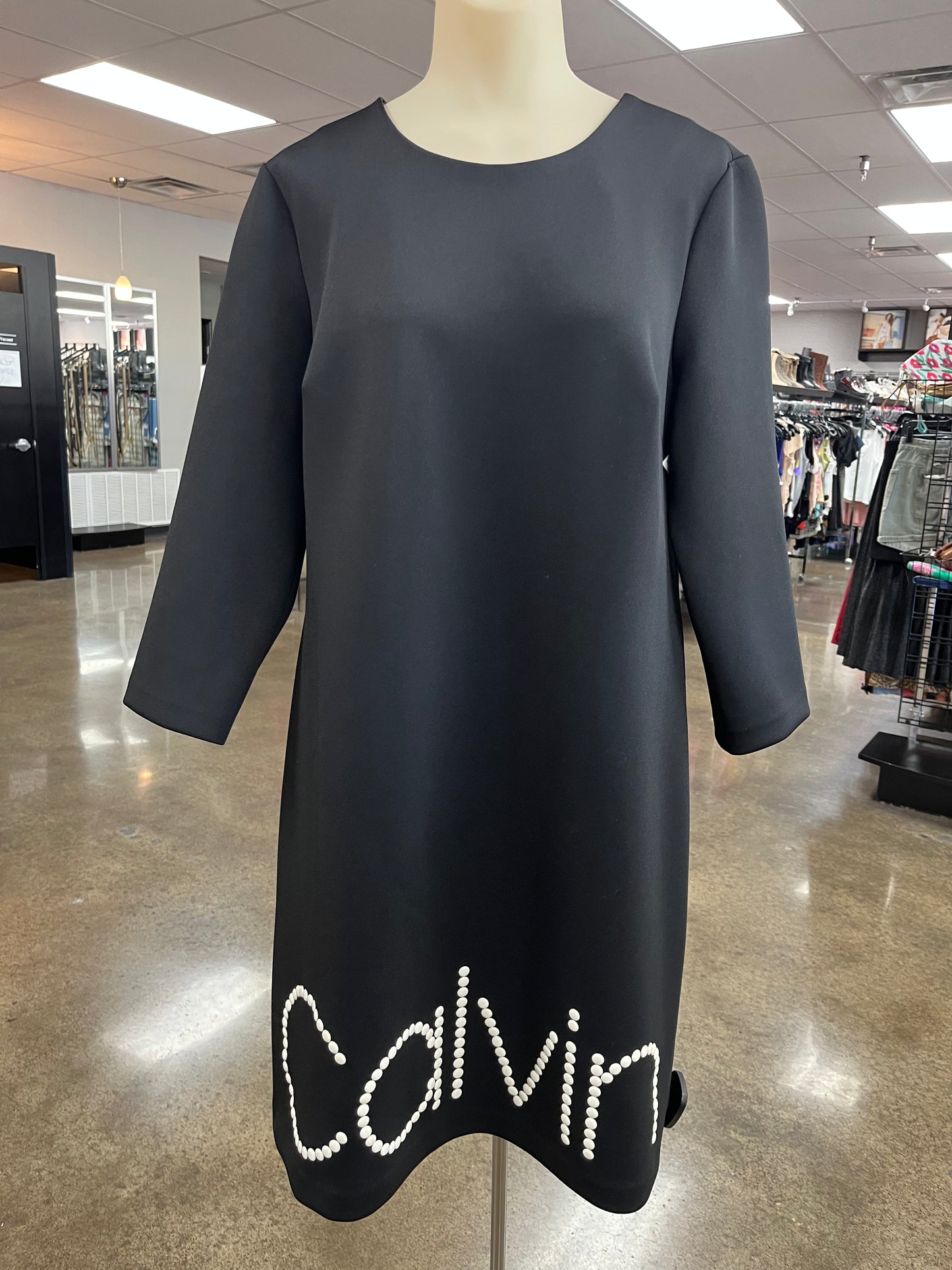 Dress Casual Midi By Calvin Klein In Black, Size:14