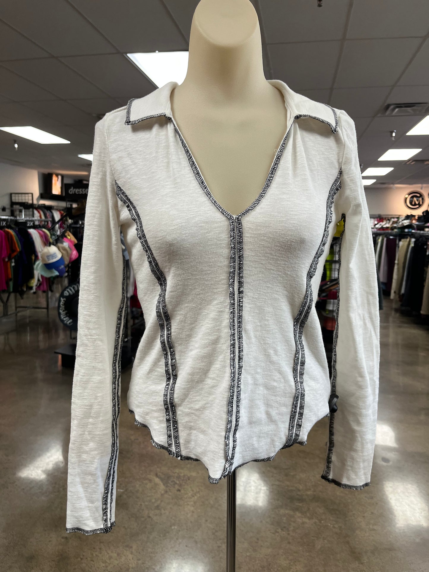 Top Ls By Pilcro In Black & White, Size:Xs