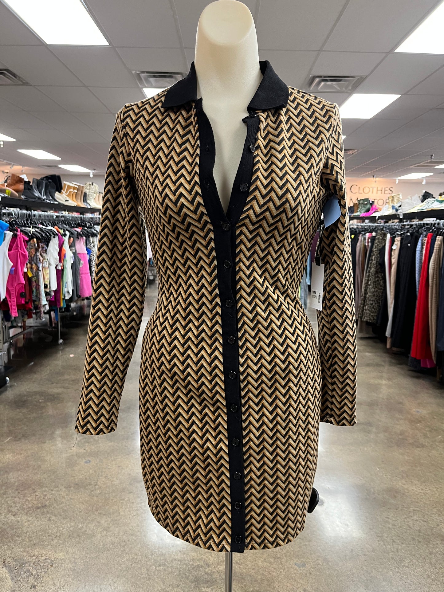 Dress Casual Short By Astr In Black & Brown, Size:Xs