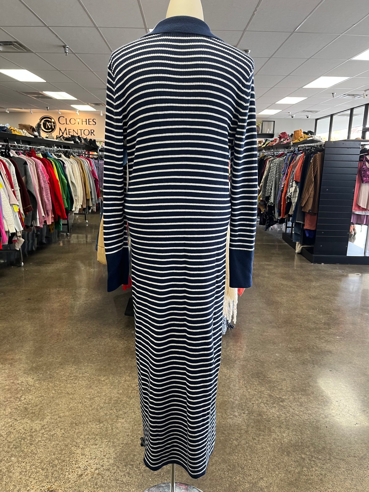 Dress Sweater By Loft In Blue & White, Size:Xl