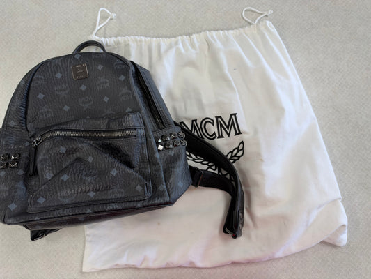 Backpack Luxury Designer By Mcm In Black, Size:Medium