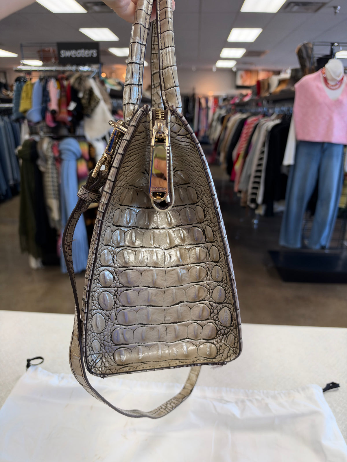 Handbag Designer By Brahmin In Grey, Size:Large
