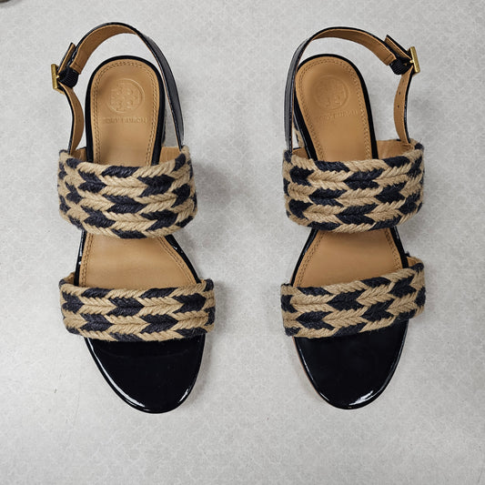 Sandals Designer By Tory Burch In Blue & Cream, Size:7