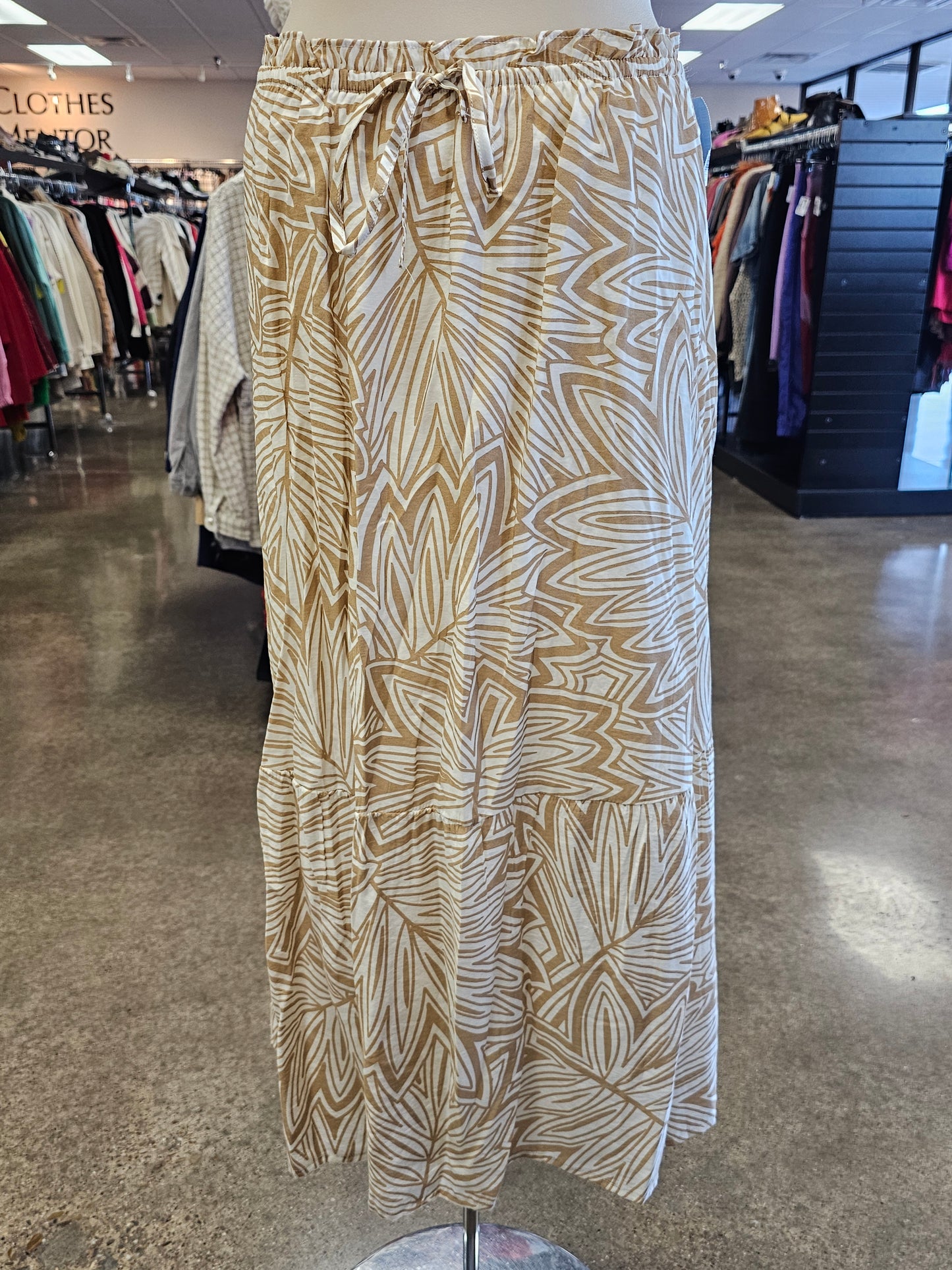 Skirt Maxi By By The River In Tan & White, Size:L