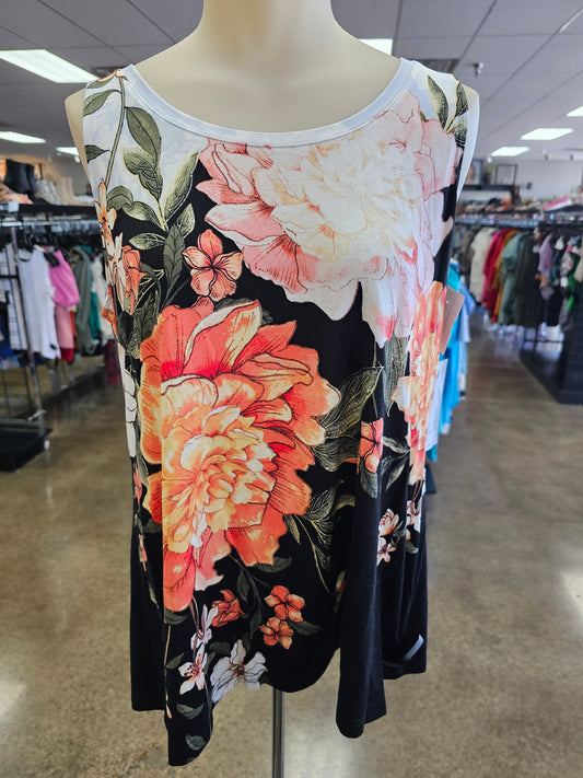 Top Sleeveless By Chicos In Floral Print, Size:M