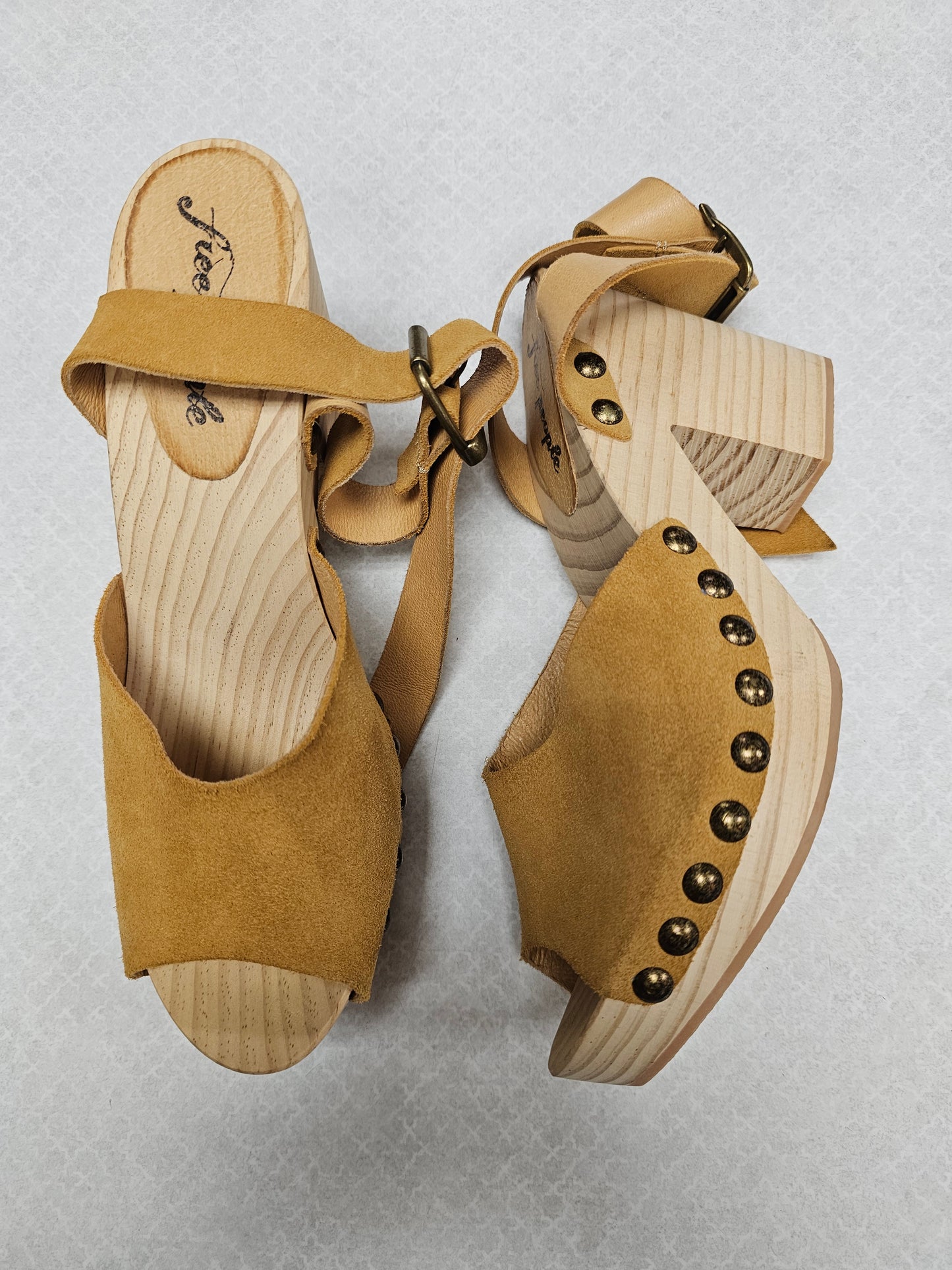 Sandals Heels Block By Free People In Tan, Size:8