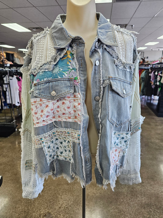Jacket Denim By Pol In Blue Denim, Size:M