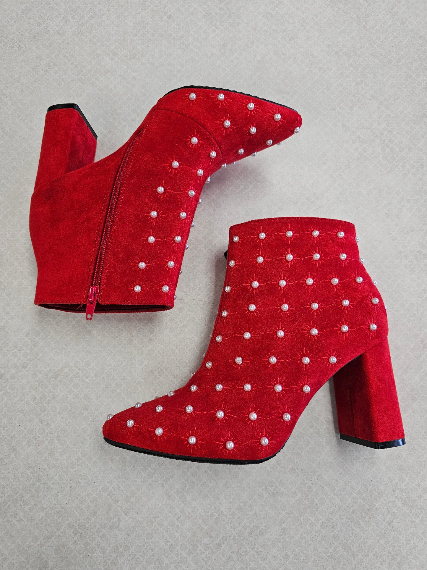 BOOTS ANKLE HEELS by PIERRE DUMAS In RED, Size: 8